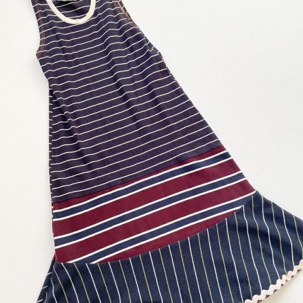 CourtneyCourtney Blue Girls Dress 7/8 Sleeveless Cotton Twirly Skirt Handmade - Picture 2 of 8